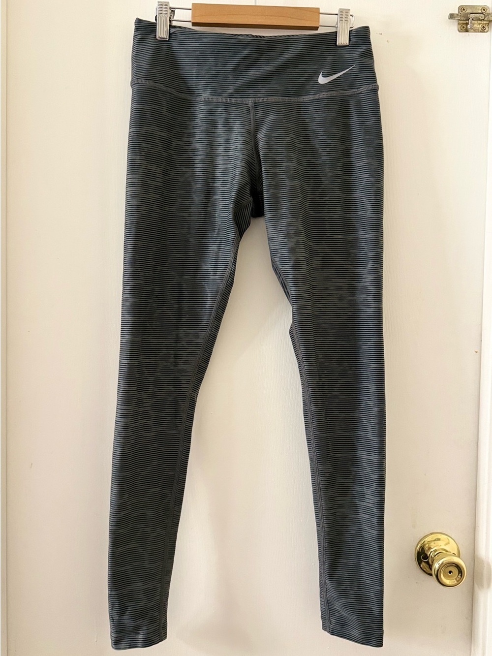 Nike Kids Black & Gray Striped Leggings